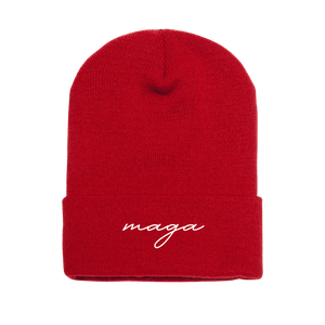 MAGA Script Embroidered Beanie