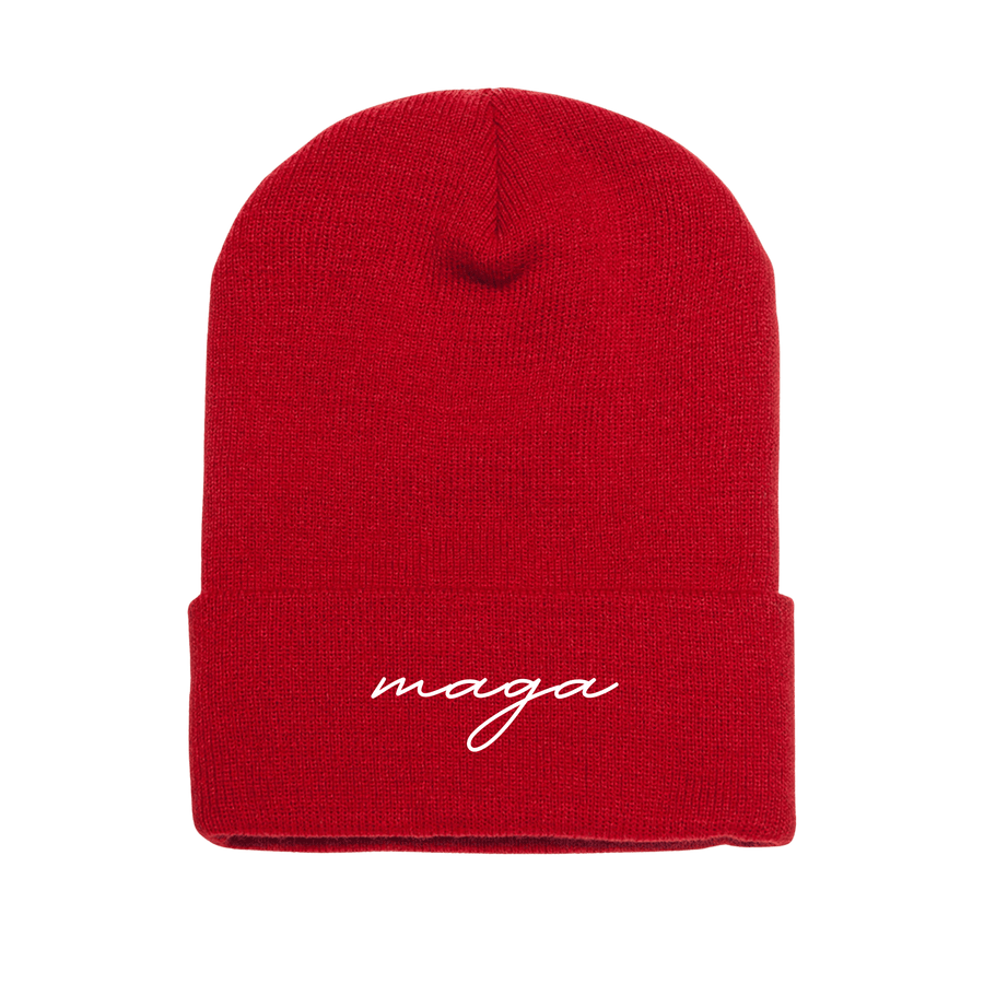 MAGA Script Embroidered Beanie